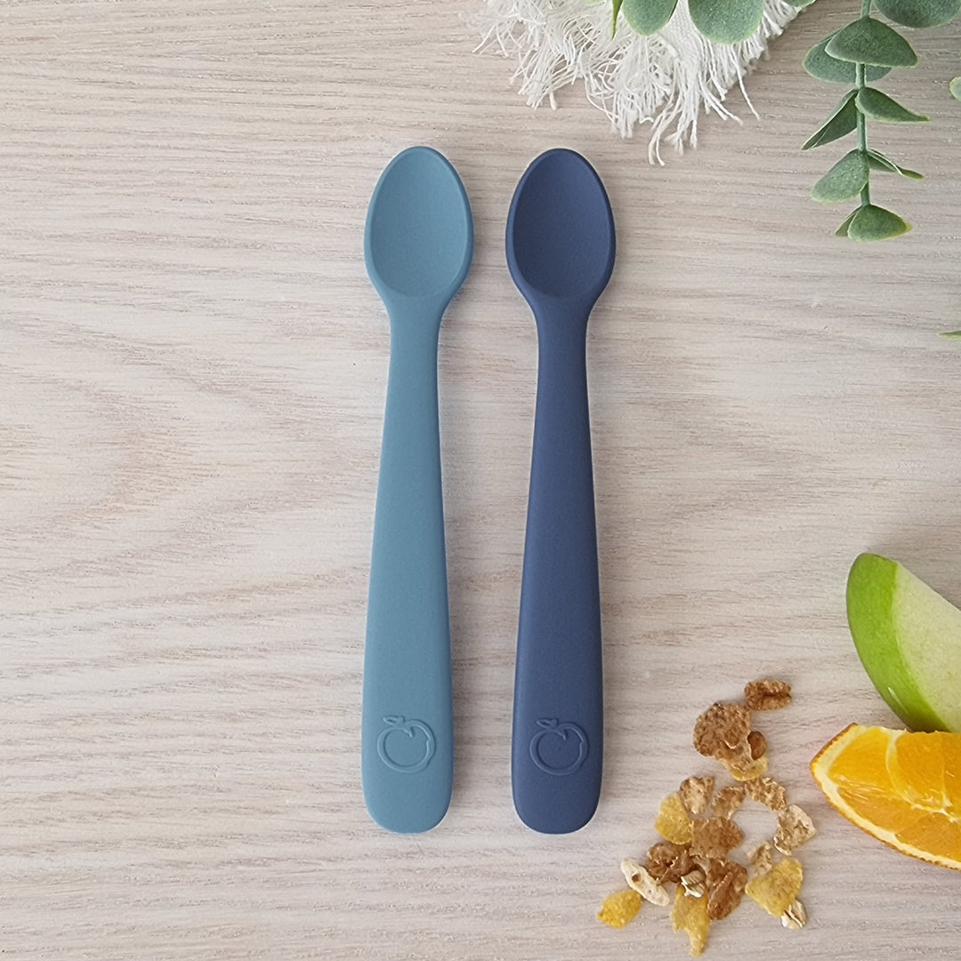 PLUM 2 Pack First Feeding Spoons - Denim &amp; Teal