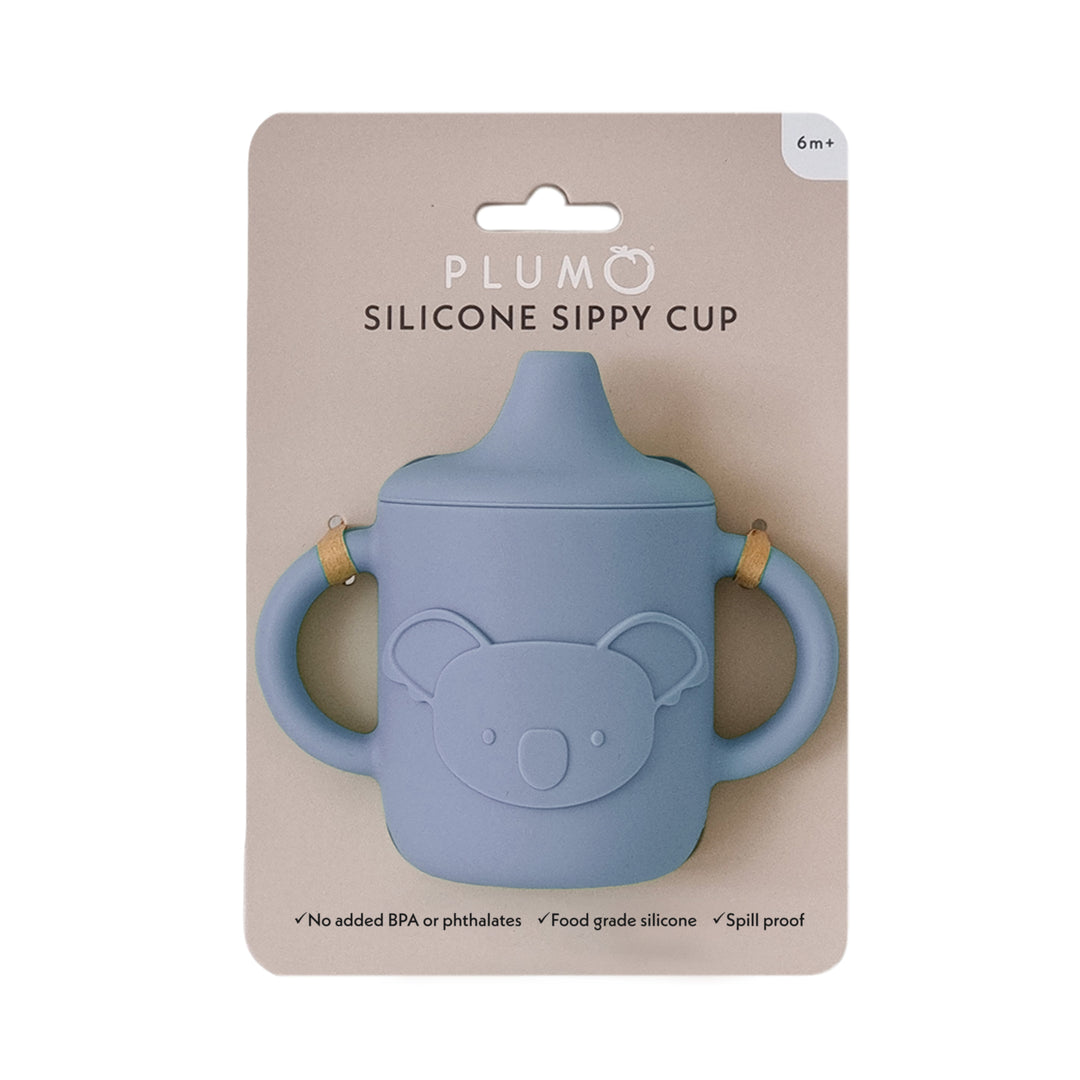 Plum Silicone Koala Sippy Cup - Steel Blue