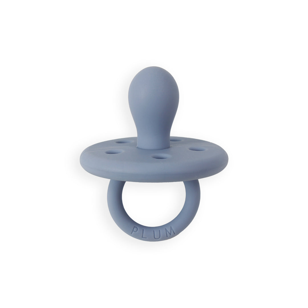 PLUM 2pk Silicone Soothers - Olive & Steel Blue (0-6M)