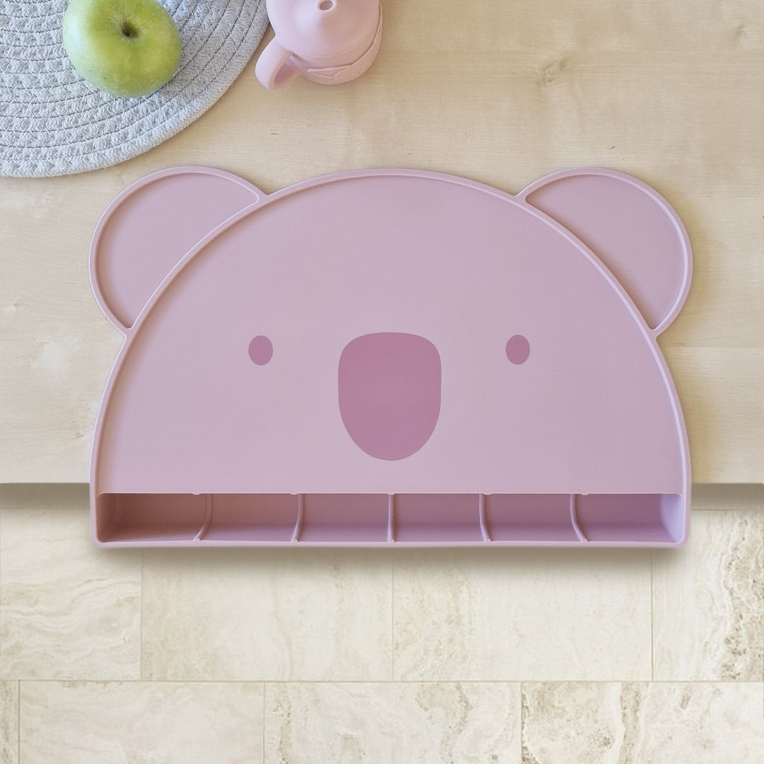 Plum Silicone Koala Placemat with Catcher - Dusty Berry