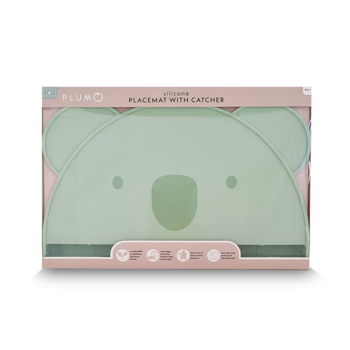 Plum Silicone Koala Placemat with Catcher - Olive
