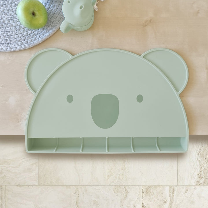 Plum Silicone Koala Placemat with Catcher - Olive