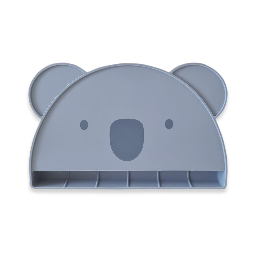 Plum Silicone Koala Placemat with Catcher - Steel Blue
