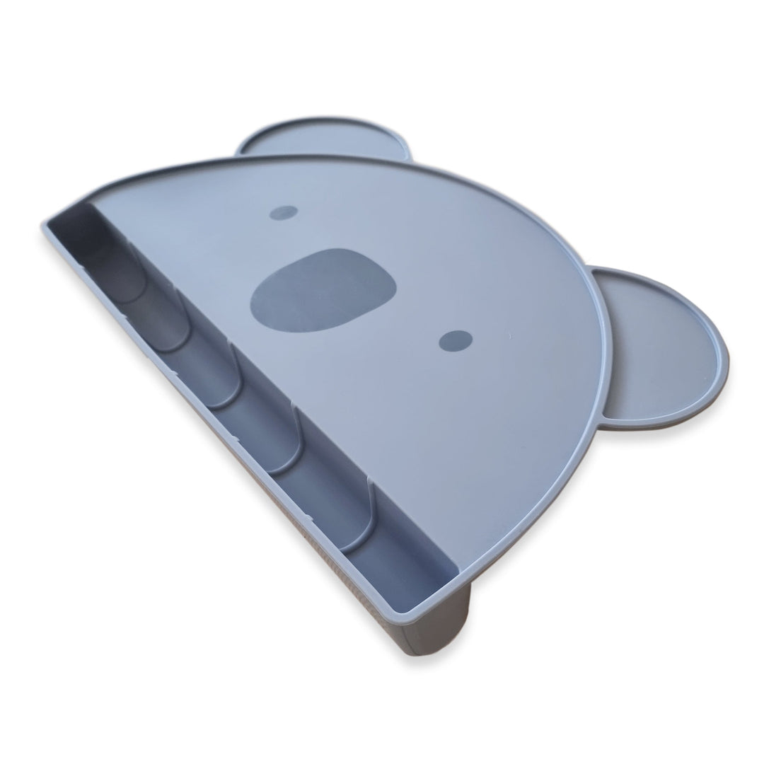 Plum Silicone Koala Placemat with Catcher - Steel Blue