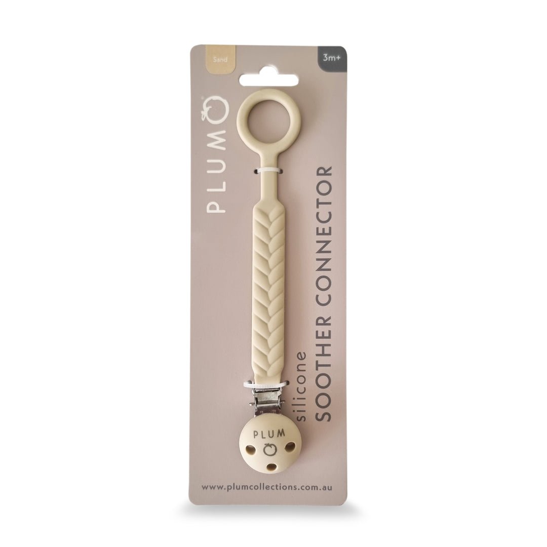 PLUM Silicone Soother Connectors Bundle - Berry &amp; Sand