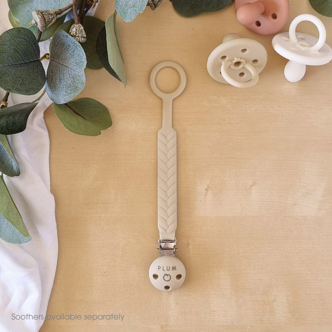 PLUM Silicone Soother Connectors Bundle - Berry &amp; Sand