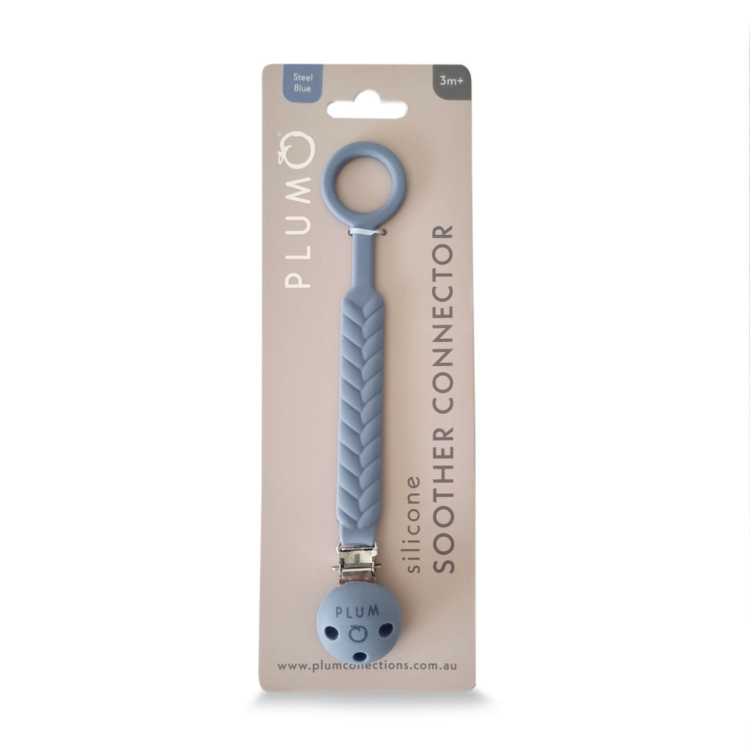 PLUM Silicone Soother Connectors Bundle - Steel Blue &amp; Olive