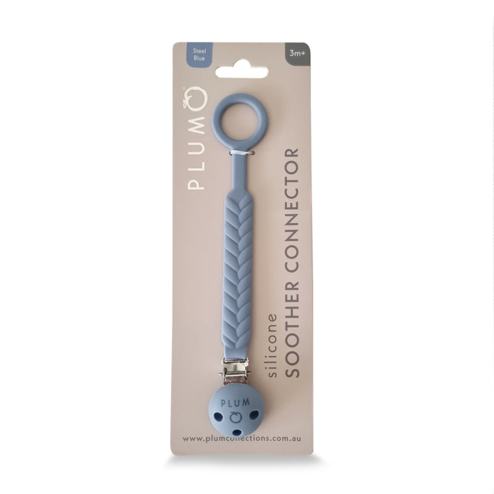 PLUM Silicone Soother Connectors Bundle - Steel Blue &amp; Olive