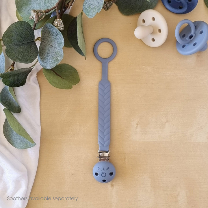 PLUM Silicone Soother Connectors Bundle - Steel Blue &amp; Olive