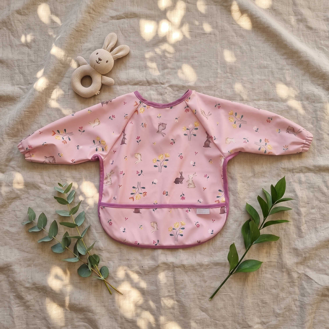PLUM Long Sleeve Feeding Smock - Berry Bunny