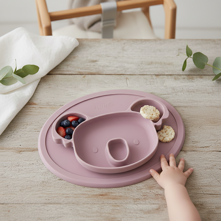 Plum Silicone Placemat Plate Koala - Dusty Berry