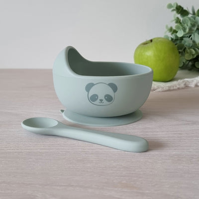 My Baby Silicone Bowl and Spoon Set (Panda) - Sage