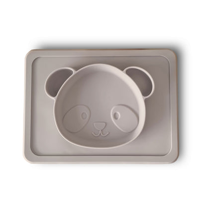 My Baby Silicone Suction Plate (Panda) - Oatmeal