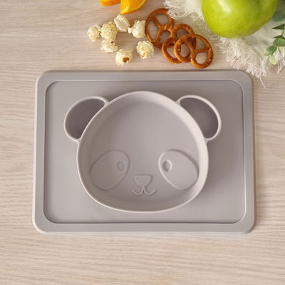 My Baby Silicone Suction Plate (Panda) - Oatmeal
