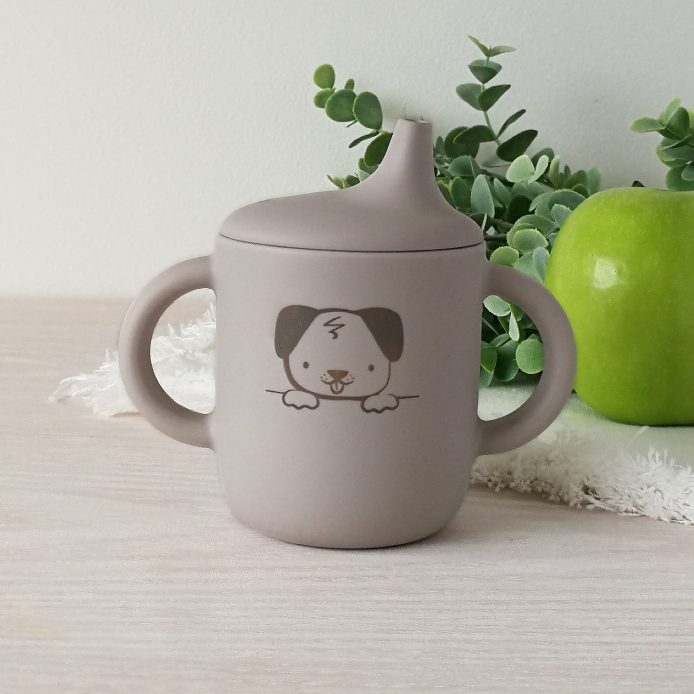 My Baby Silicone Sippy Cup (Puppy) - Oatmeal