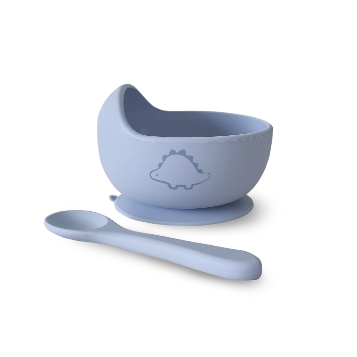My Baby Silicone Bowl and Spoon Set (Dino) - Blue Fog