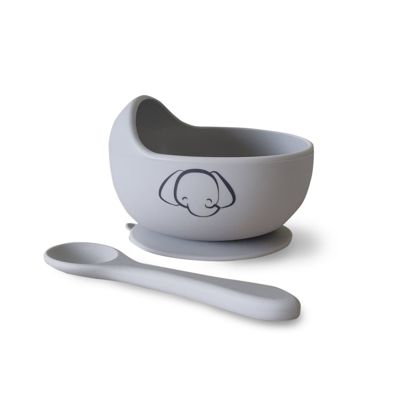My Baby Silicone Bowl and Spoon Set (Elephant) - Smoke